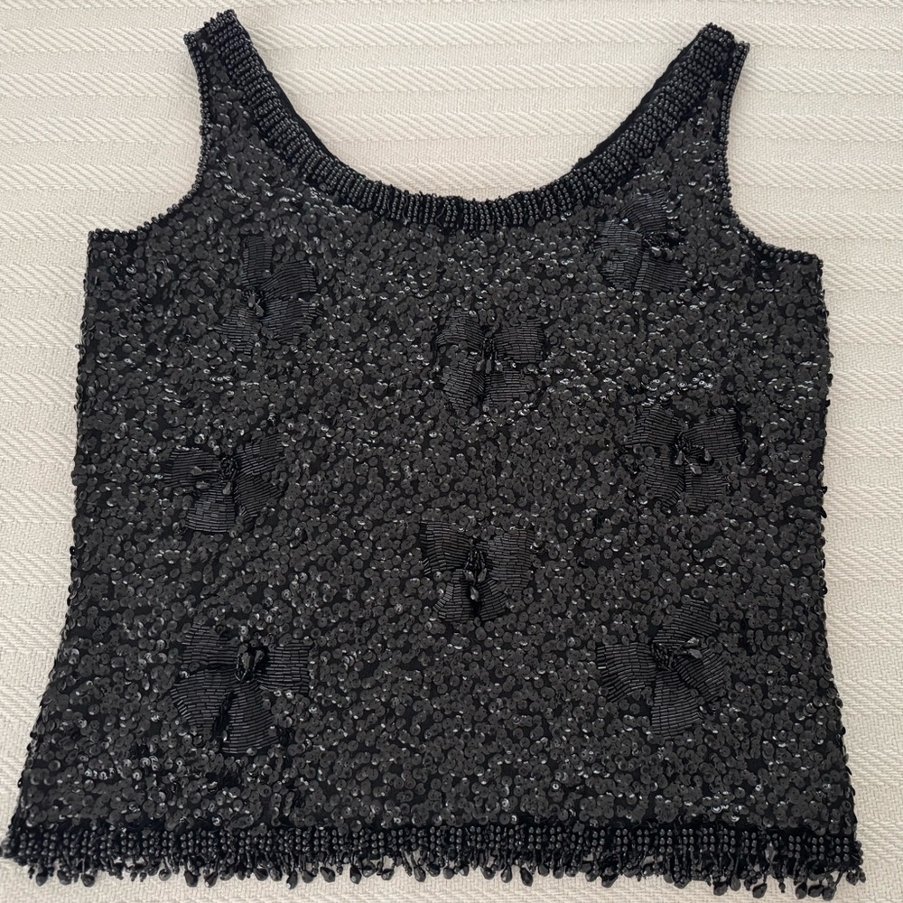 Vintage Black Beaded Women's Top
